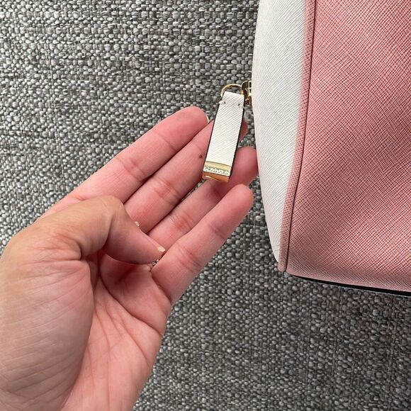 Calvin Klein Crossbody Pink and White Bag Saffiano Leather Minimalist Dome Purse - Picture 3 of 12